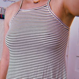 black/white striped dress